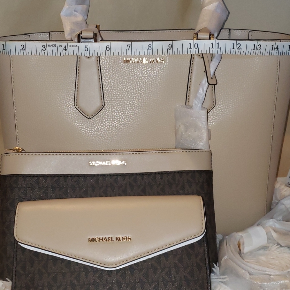 NWT 3PC MK Michael Kors Purse + Clutch + Wallet Set